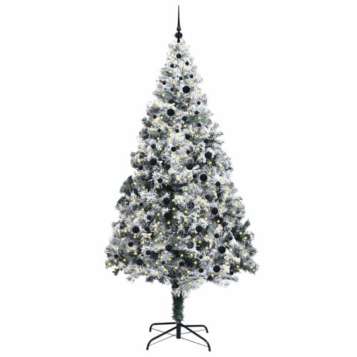 С изкуствено коледно дърво с 300 LED светодиода Бяло 240 cm