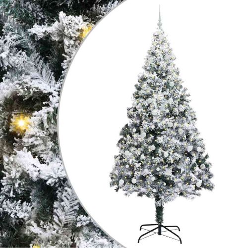 С изкуствено коледно дърво с 300 LED светодиода Бяло 240 cm