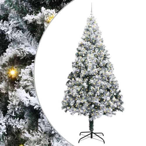 С изкуствено коледно дърво с 300 LED светодиода Бяло 240 cm