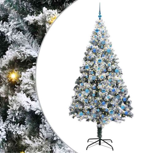 С изкуствено коледно дърво с 300 LED светодиода Бяло 240 cm
