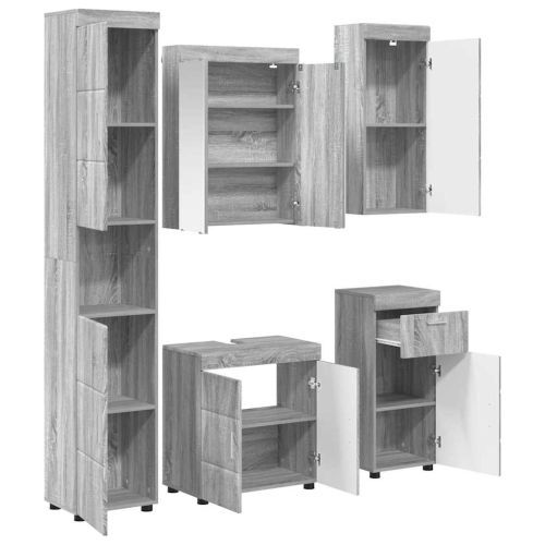 Комплект мебели за баня TULUM 5 pcs Сив Сонома 60 x 34 x 63 см
