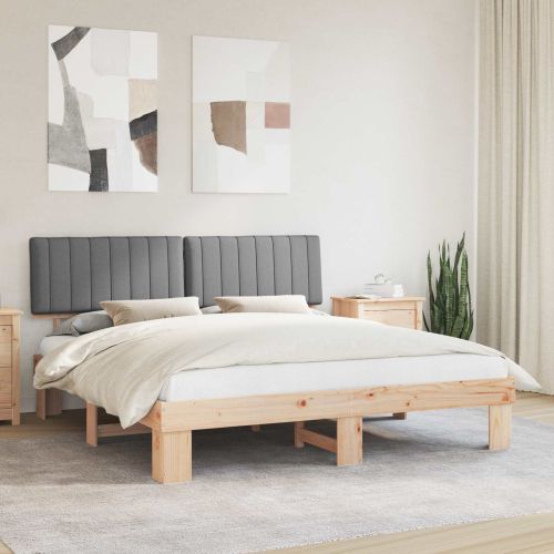 Леглова рамка с тапицирана гръбна част Светлосиво 180 x 200 cm