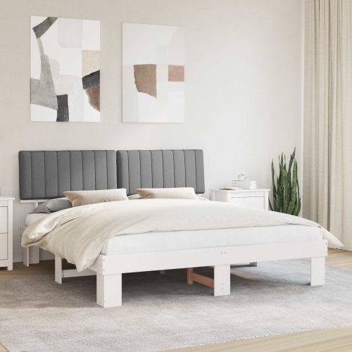 Леглова рамка с тапицирана гръбна част Светлосиво 180 x 200 cm