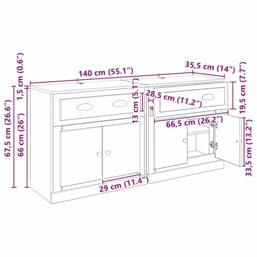 Скейдбордове с чекмедже 2 pcs Старо дърво 70 x 35,5 x 67,5 см