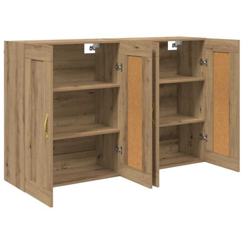 Стенно монтиран шкаф 2 pcs Дъб 69,5 x 34 x 90 см