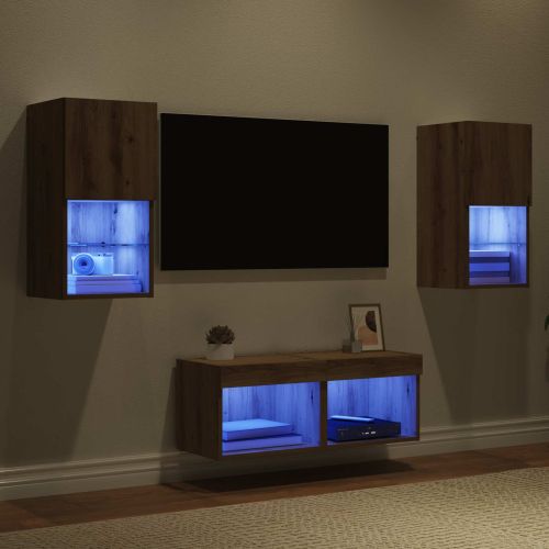 Кабинети за телевизор на стената 4 pcs Дъб Инженерно дърво