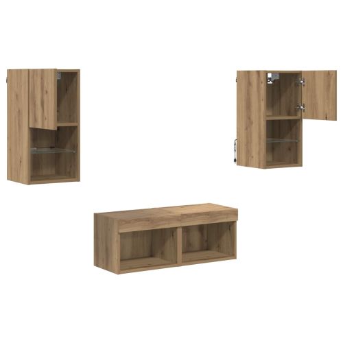 Кабинети за телевизор на стената 4 pcs Дъб Инженерно дърво