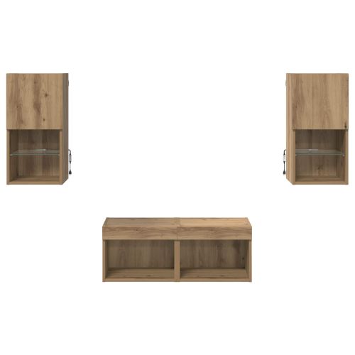 Кабинети за телевизор на стената 4 pcs Дъб Инженерно дърво