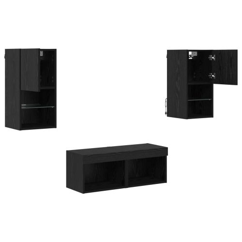 Кабинети за телевизор на стената 4 pcs Черния дъб