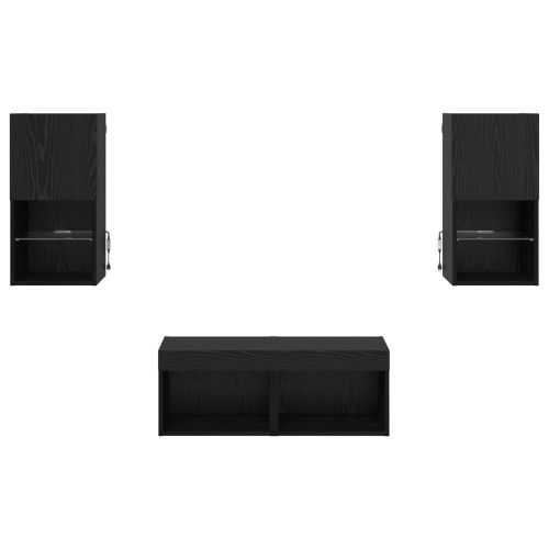 Кабинети за телевизор на стената 4 pcs Черния дъб