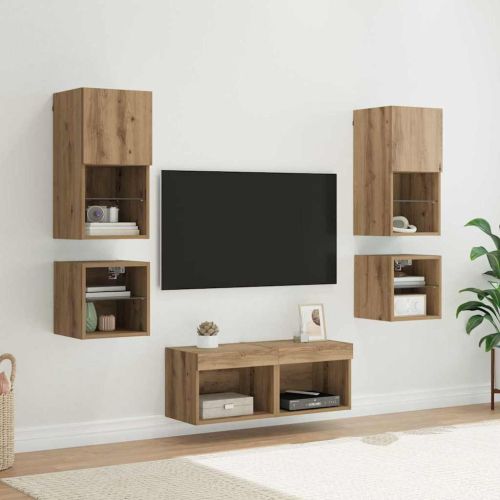 Стойки за телевизор 8 pcs Дъб Инженерно дърво