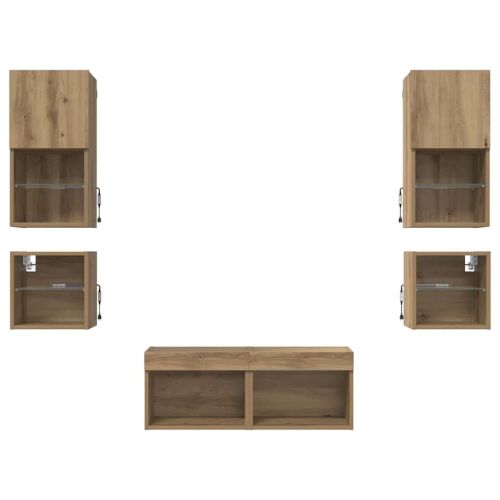 Стойки за телевизор 8 pcs Дъб Инженерно дърво
