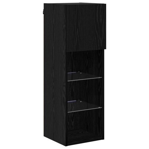 Телевизионен стенен шкаф 6 pcs Черния дъб Инженерно дърво