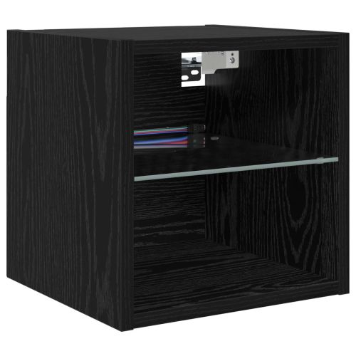 Телевизионен стенен шкаф 6 pcs Черния дъб Инженерно дърво