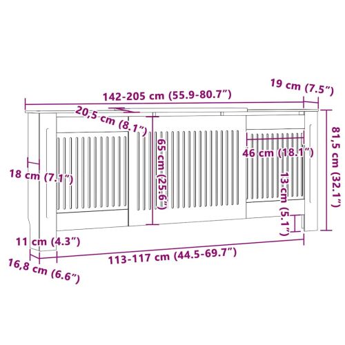 Калъф за радиатор 2 бр. Черно 205 x 20,5 x 81,5 см