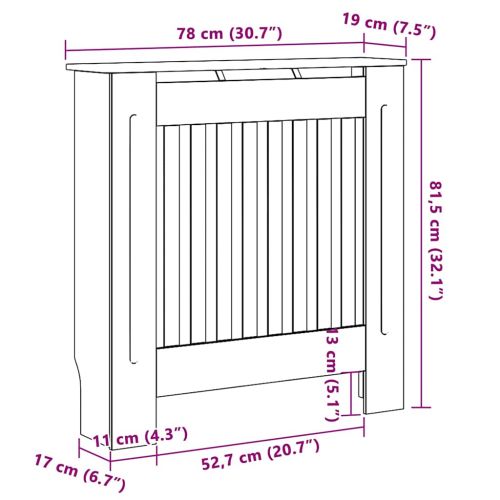 Калъф за радиатор Черно 78 x 19 x 81,5 см Инженерно дърво