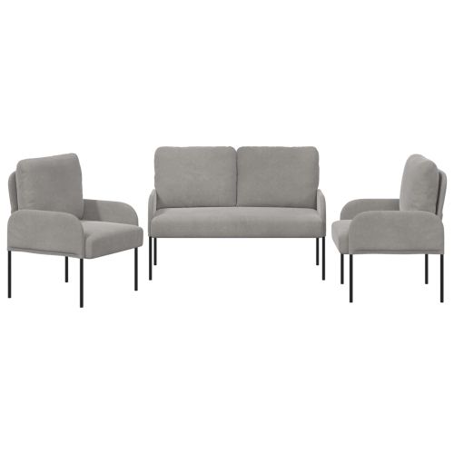 Комплекти дивани 3 pcs Светлосиво 115 x 56 x 80 см Шперплат