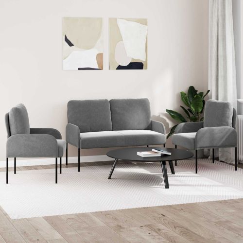 Комплекти дивани 3 pcs Тъмен сив 115 x 56 x 80 см Шперплат