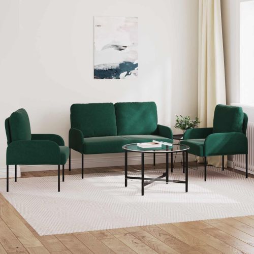 Комплекти дивани 3 pcs Тъмен зелен 115 x 56 x 80 см Шперплат