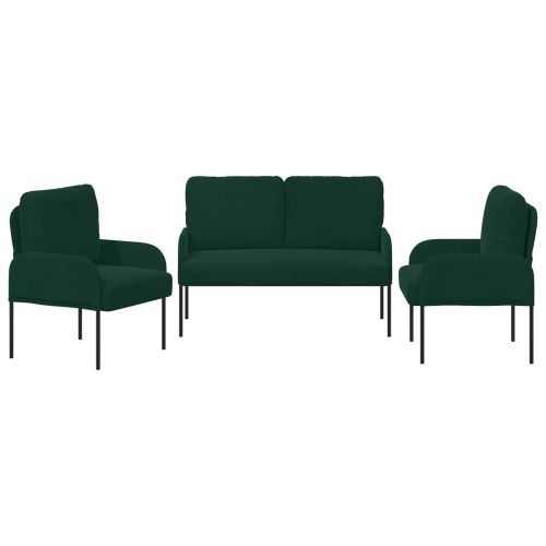 Комплекти дивани 3 pcs Тъмен зелен 115 x 56 x 80 см Шперплат