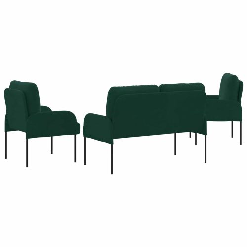 Комплекти дивани 3 pcs Тъмен зелен 115 x 56 x 80 см Шперплат