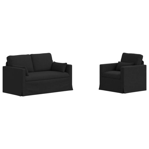 Комплект дивани 2 pcs Черно 139 x 78 x 80 см текстил