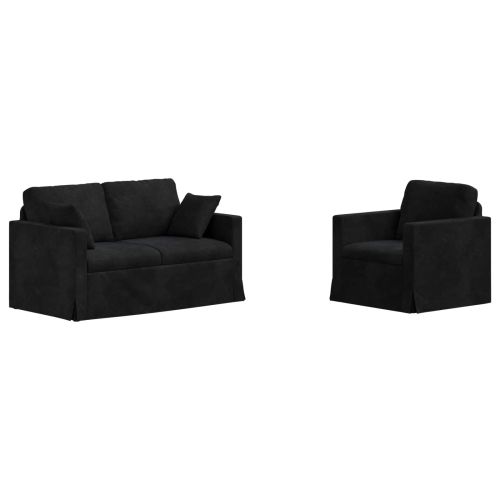 Комплект дивани 2 pcs Черно 138 x 78 x 80 см Кадифе
