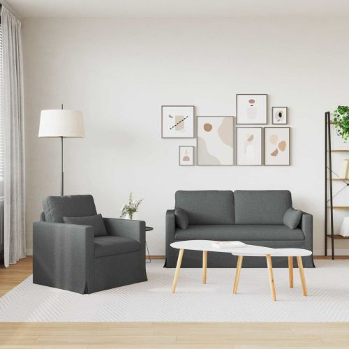 Комплект дивани 2 pcs Тъмен сив 158 x 78 x 80 см текстил