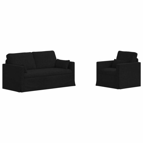 Комплект дивани 2 pcs Черно 158 x 78 x 80 см текстил