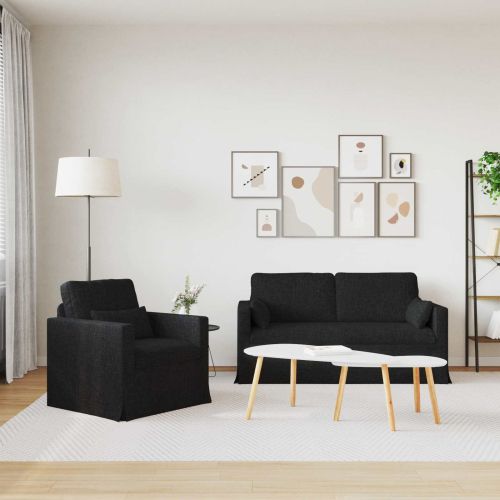 Комплект дивани 2 pcs Черно 158 x 78 x 80 см текстил