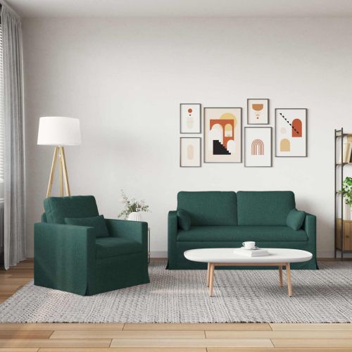 Комплект дивани 2 pcs Тъмен зелен 158 x 78 x 80 см текстил