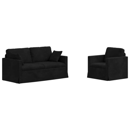 Комплект дивани 2 pcs Черно 158 x 78 x 80 см Кадифе