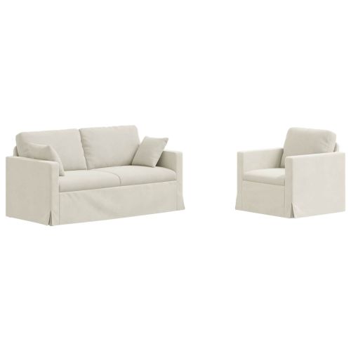 Комплект дивани 2 pcs Крем 158 x 78 x 80 см Кадифе