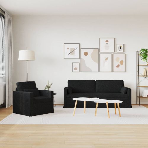 Комплект дивани 2 pcs Черно 198 x 78 x 80 см текстил