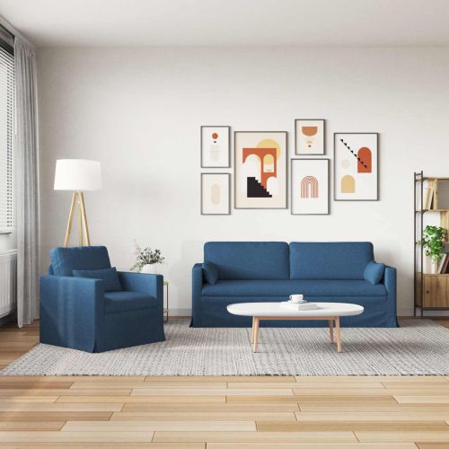 Комплект дивани 2 pcs Синьо 198 x 78 x 80 см текстил