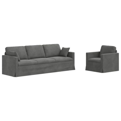 Комплект дивани 2 pcs Тъмен сив 228 x 78 x 80 см Кадифе