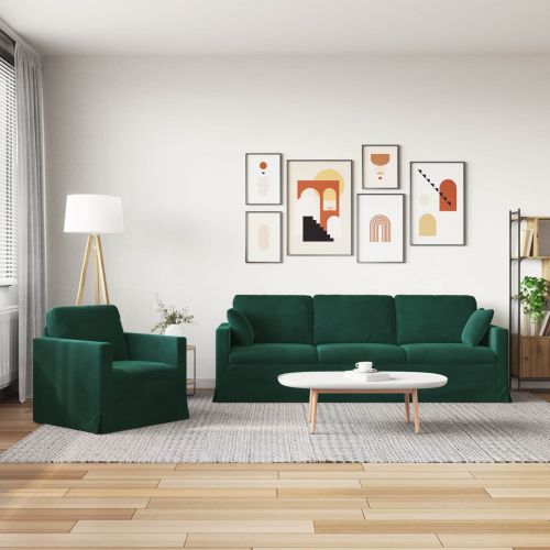 Комплект дивани 2 pcs Тъмен зелен 228 x 78 x 80 см Кадифе