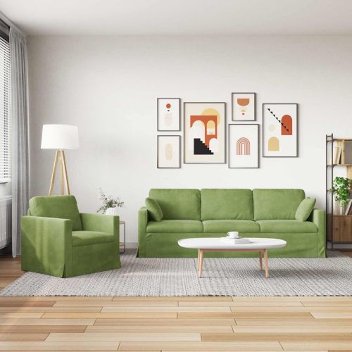 Комплект дивани 2 pcs Светло зелено 228 x 78 x 80 см Кадифе
