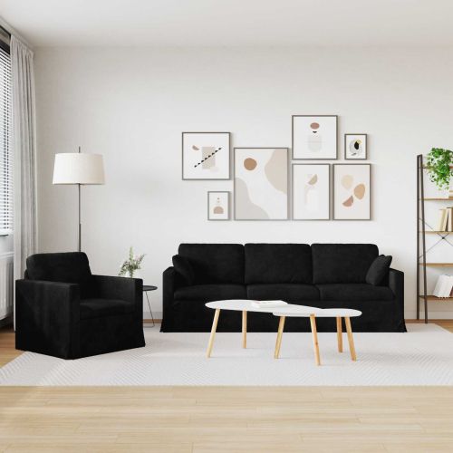 Комплект дивани 2 pcs Черно Кадифе
