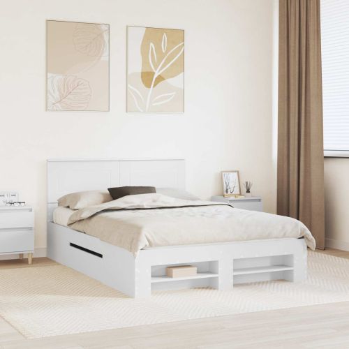 Рамка за легло с таблото Бяло 140 x 200 cm Инженерно дърво