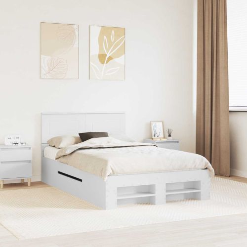 Рамка за легло с таблото Бяло 137 x 203 см Инженерно дърво