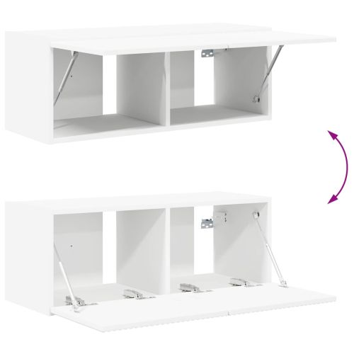 Комплект за стена на телевизор 4 pcs Бяло Инженерно дърво