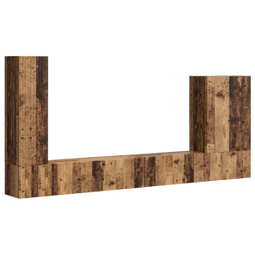 Комплект за стена на телевизор 6 pcs Старо дърво
