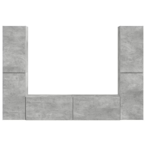 Комплект ТВ шкаф 6 pcs Циментено сиво Инженерно дърво