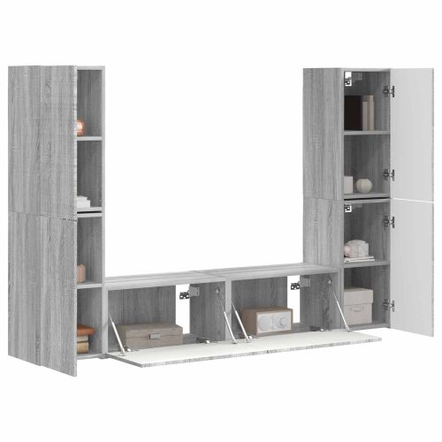 Комплект ТВ шкаф 6 pcs Сив Сонома Инженерно дърво