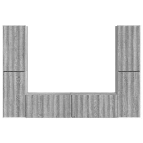 Комплект ТВ шкаф 6 pcs Сив Сонома Инженерно дърво