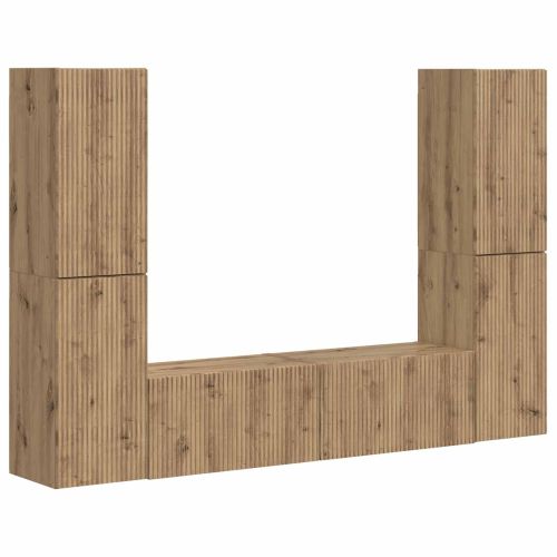 Комплект ТВ шкаф 6 pcs Дъб Инженерно дърво