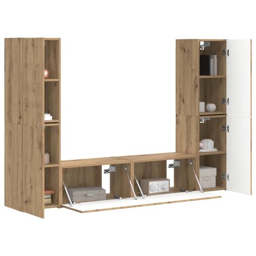 Комплект ТВ шкаф 6 pcs Дъб Инженерно дърво
