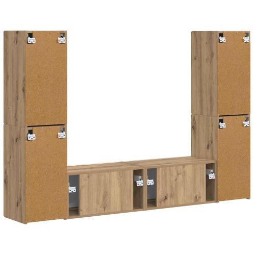 Комплект ТВ шкаф 6 pcs Дъб Инженерно дърво