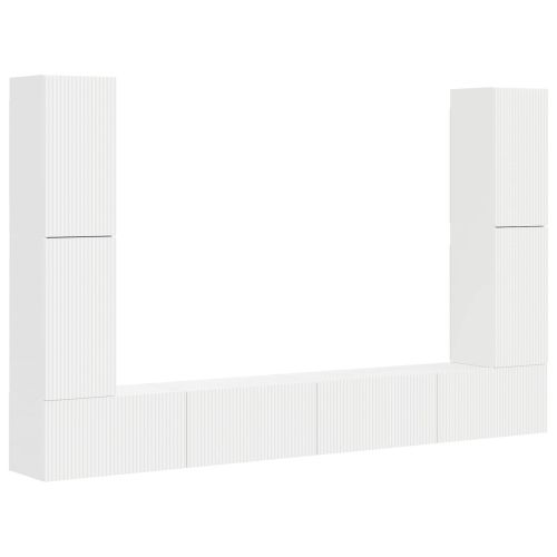 Комплект ТВ шкаф 8 pcs Бяло Инженерно дърво